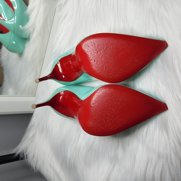 Price Firm! Christian Louboutin Pigalle Follies 38 Tiffany Blue - Picture 5 of 8
